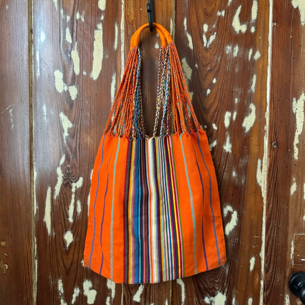 Cheerful Market Bag 16”w X 15” (about 24” including the handle) Orange - Picture 3 of 7